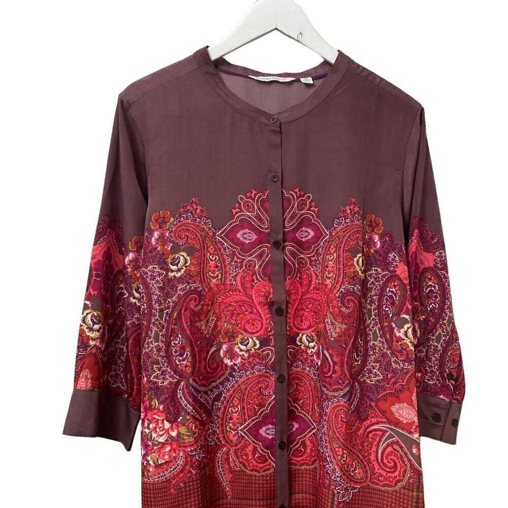 Isaac Mizrahi Live Tunic Blouse Plus Size 2X Pink Boho Womens Top 3/4 Sleeve